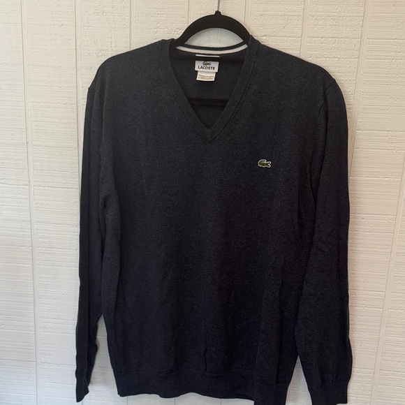 Lacoste Men's V-Neck Sweater - Black - Picture 1 of 4